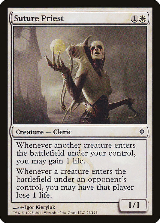 This Is An Image Of The Magic The Gathering Card Suture Priest From The Set March of the Machine Commander - Designed By Artist Igor Kieryluk