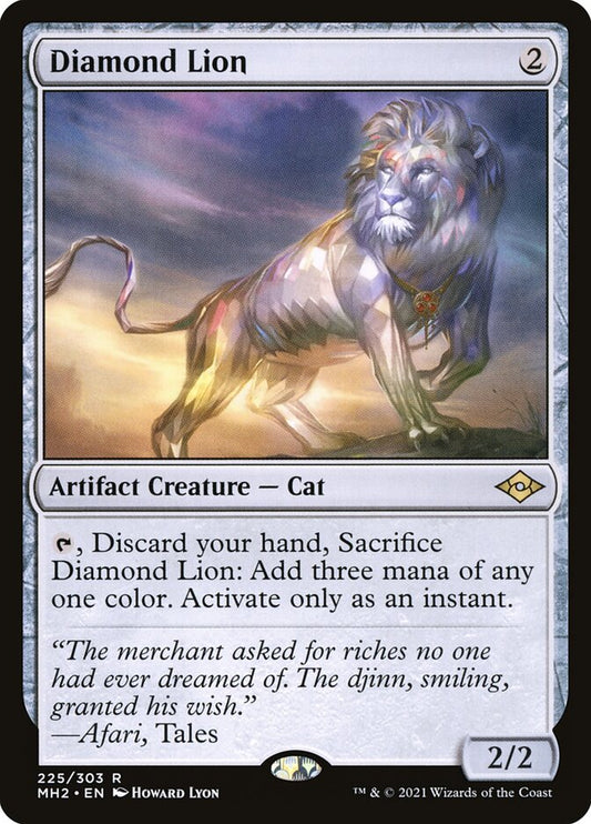 This Is An Image Of The Magic The Gathering Card Diamond Lion From The Set Modern Horizons 2 - Designed By Artist Howard Lyon