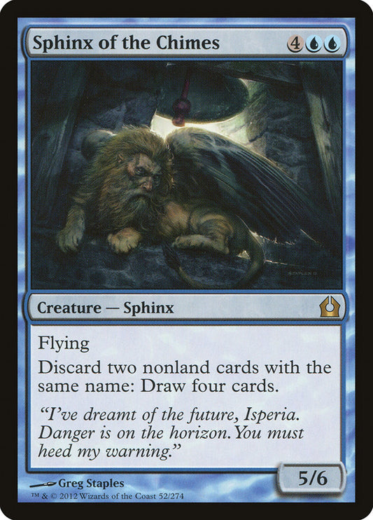 This Is An Image Of The Magic The Gathering Card Sphinx of the Chimes From The Set Return to Ravnica - Designed By Artist Greg Staples