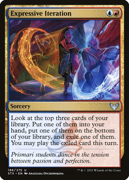 This Is An Image Of The Magic The Gathering Card Expressive Iteration From The Set Tarkir: Dragonstorm Commander - Designed By Artist Anastasia Ovchinnikova