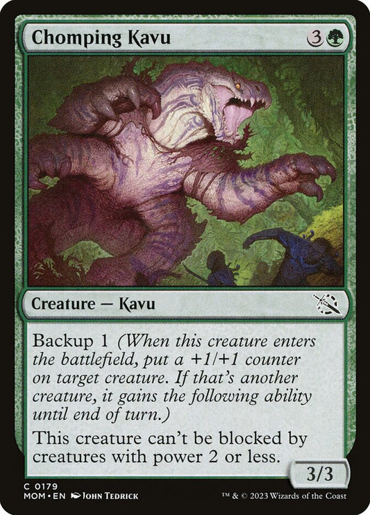 This Is An Image Of The Magic The Gathering Card Chomping Kavu From The Set March of the Machine - Designed By Artist John Tedrick