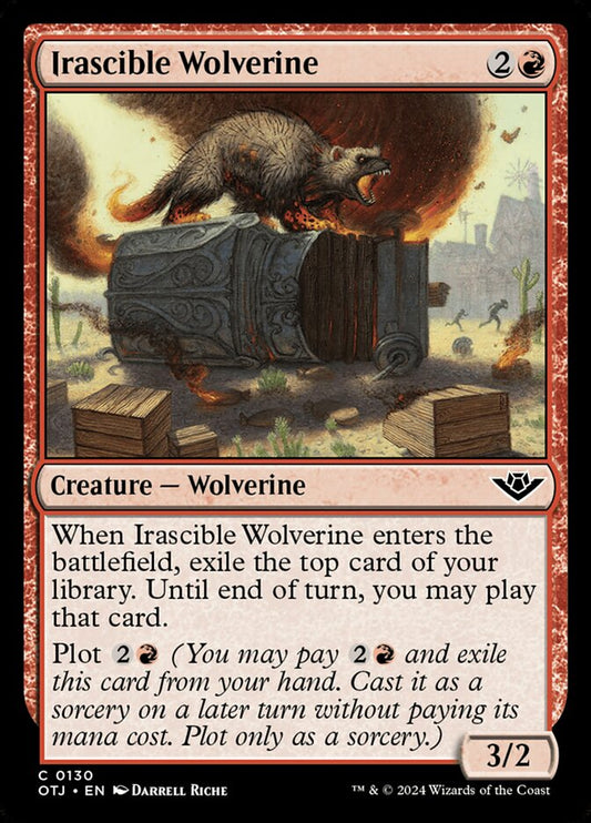This Is An Image Of The Magic The Gathering Card Irascible Wolverine From The Set Outlaws of Thunder Junction - Designed By Artist Darrell Riche