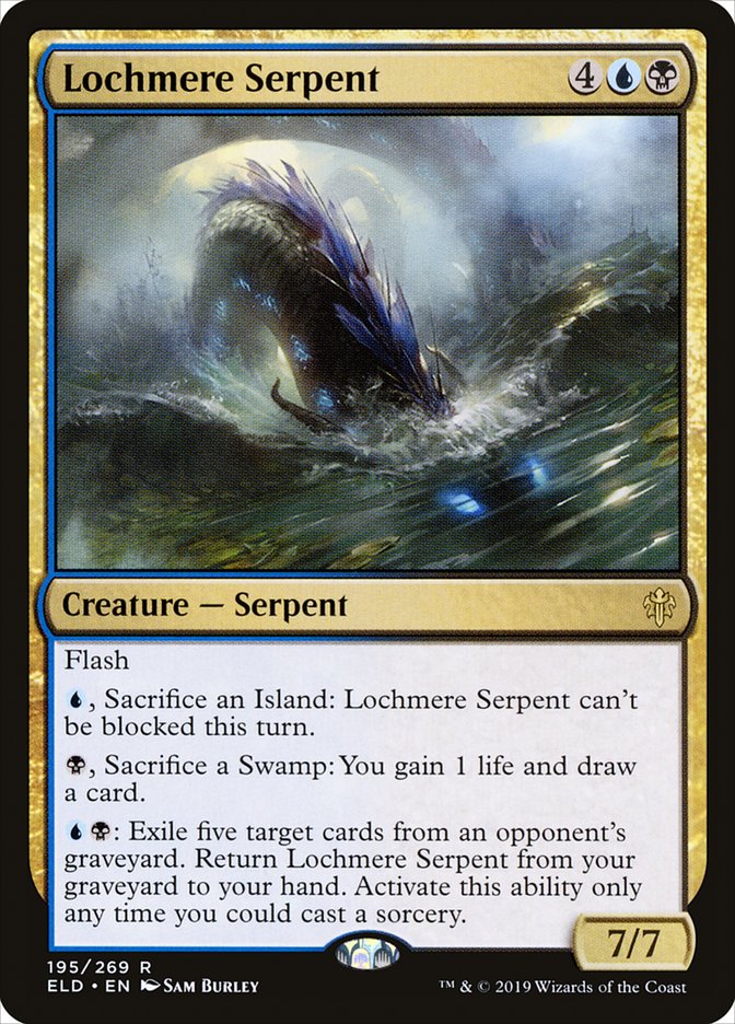 This Is An Image Of The Magic The Gathering Card Lochmere Serpent From The Set Throne of Eldraine - Designed By Artist Sam Burley