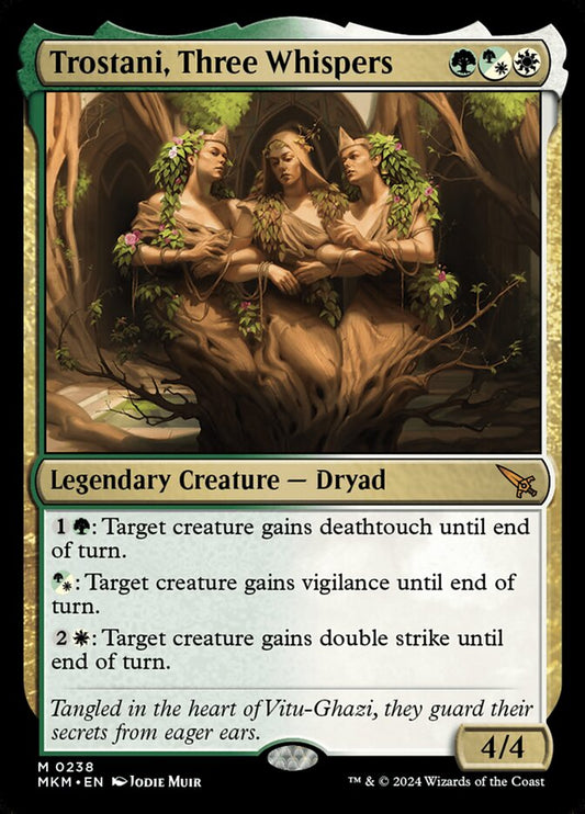 This Is An Image Of The Magic The Gathering Card Trostani, Three Whispers From The Set Murders at Karlov Manor - Designed By Artist Jodie Muir