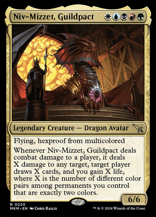 This Is An Image Of The Magic The Gathering Card Niv-Mizzet, Guildpact From The Set Murders at Karlov Manor - Designed By Artist Chris Rallis