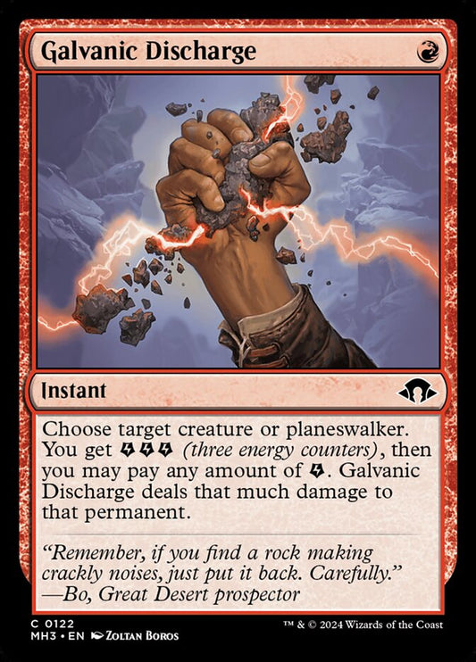 This Is An Image Of The Magic The Gathering Card Galvanic Discharge From The Set Modern Horizons 3 - Designed By Artist Zoltan Boros