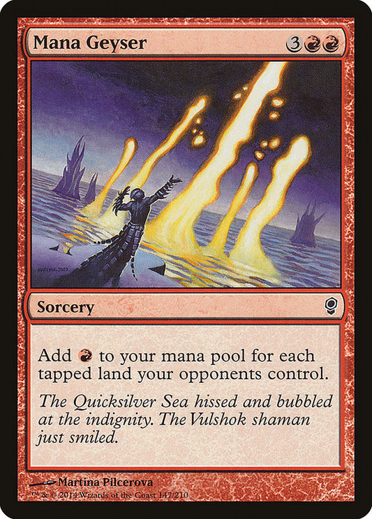 This Is An Image Of The Magic The Gathering Card Mana Geyser From The Set Tarkir: Dragonstorm Commander - Designed By Artist Martina Pilcerova