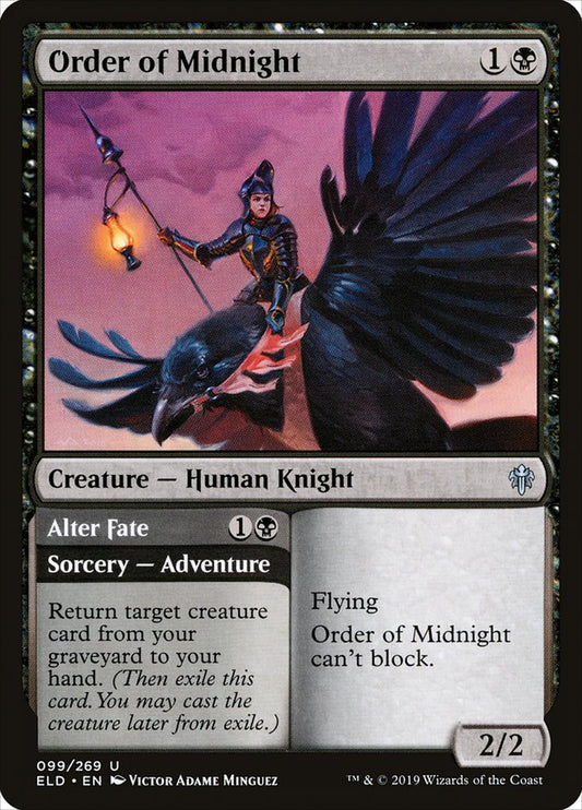 This Is An Image Of The Magic The Gathering Card Order of Midnight // Alter Fate From The Set March of the Machine Commander - Designed By Artist Victor Adame Minguez