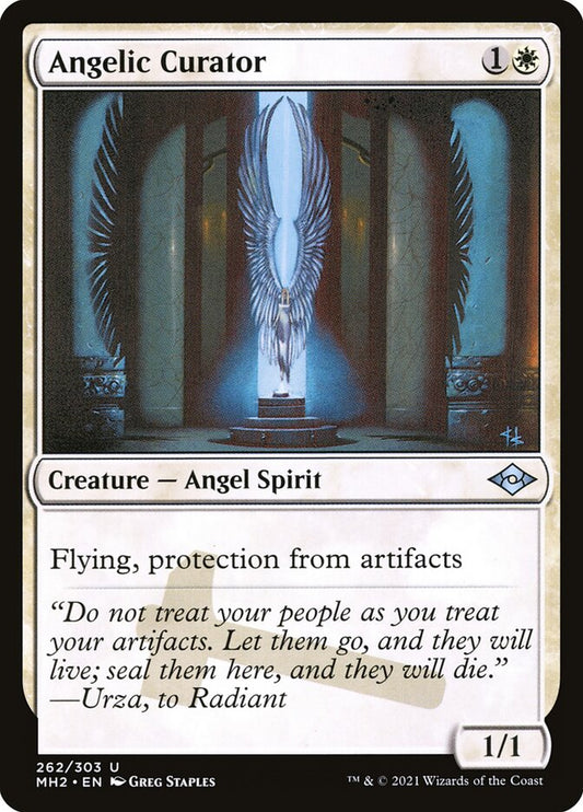 This Is An Image Of The Magic The Gathering Card Angelic Curator From The Set Modern Horizons 2 - Designed By Artist Greg Staples