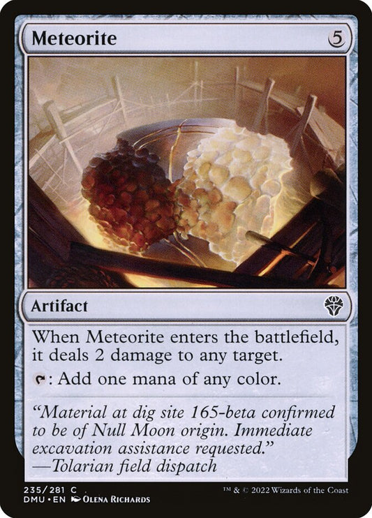 This Is An Image Of The Magic The Gathering Card Meteorite From The Set Dominaria United - Designed By Artist Olena Richards