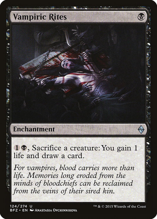 This Is An Image Of The Magic The Gathering Card Vampiric Rites From The Set Foundations - Designed By Artist Anastasia Ovchinnikova
