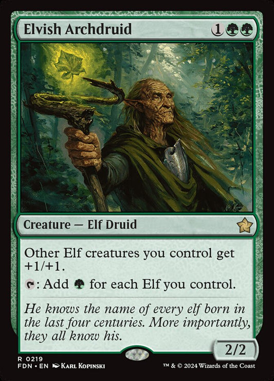 This Is An Image Of The Magic The Gathering Card Elvish Archdruid From The Set Foundations - Designed By Artist Karl Kopinski