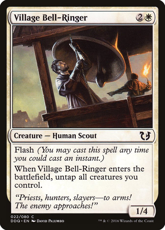 This Is An Image Of The Magic The Gathering Card Village Bell-Ringer From The Set March of the Machine Commander - Designed By Artist David Palumbo