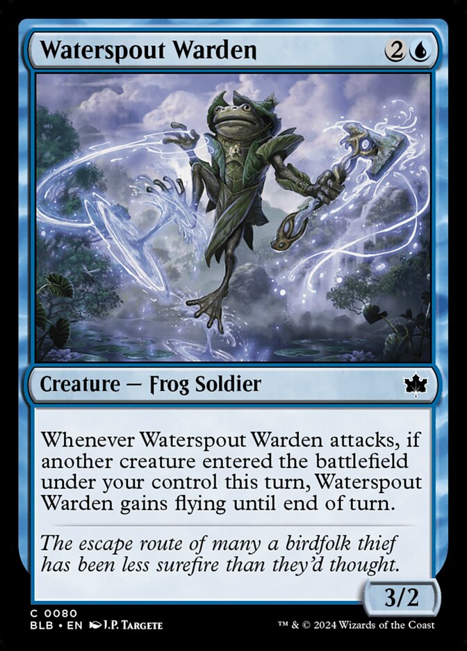 This Is An Image Of The Magic The Gathering Card Waterspout Warden From The Set Bloomburrow - Designed By Artist J.P. Targete