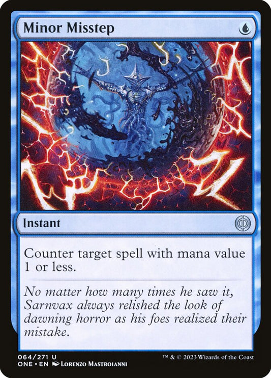 This Is An Image Of The Magic The Gathering Card Minor Misstep From The Set Phyrexia: All Will Be One - Designed By Artist Lorenzo Mastroianni