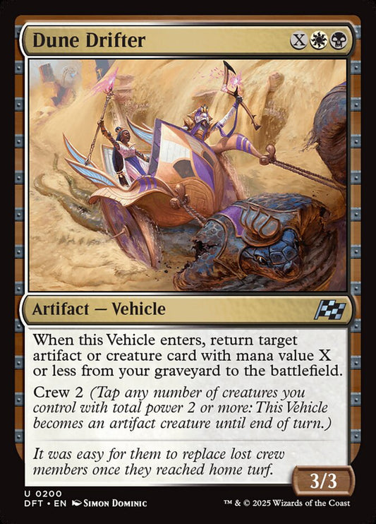 This Is An Image Of The Magic The Gathering Card Dune Drifter From The Set Aetherdrift - Designed By Artist Simon Dominic