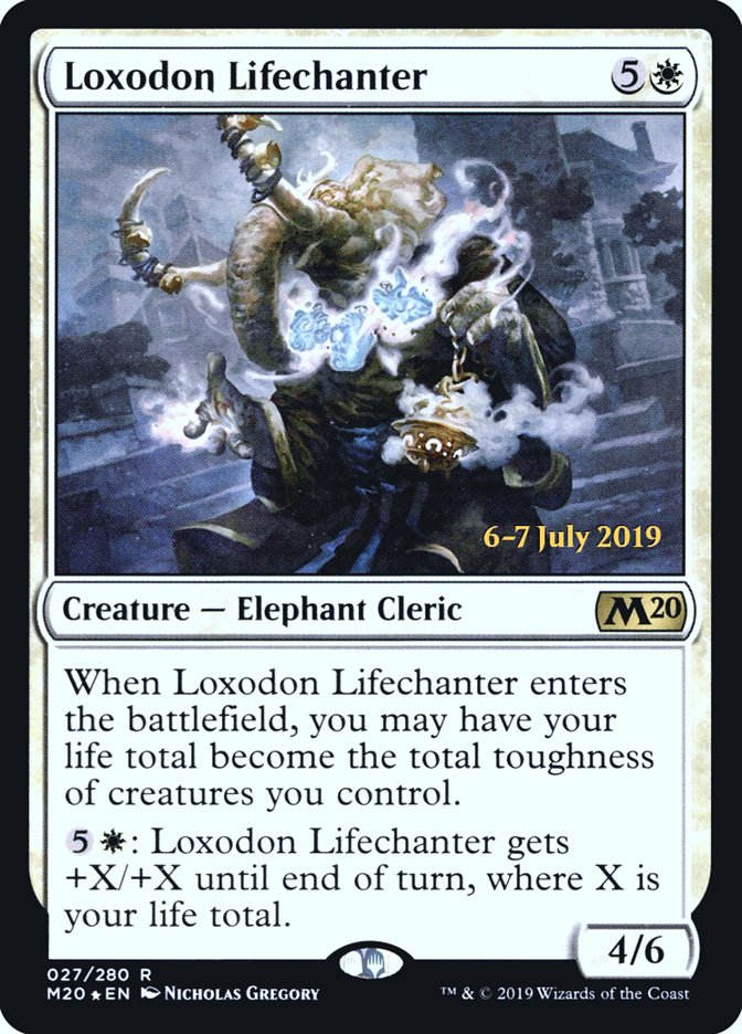 This Is An Image Of The Magic The Gathering Card Loxodon Lifechanter From The Set Core Set 2020 - Designed By Artist Nicholas Gregory