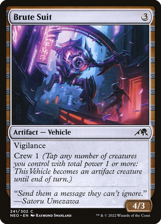 This Is An Image Of The Magic The Gathering Card Brute Suit From The Set Kamigawa: Neon Dynasty - Designed By Artist Raymond Swanland
