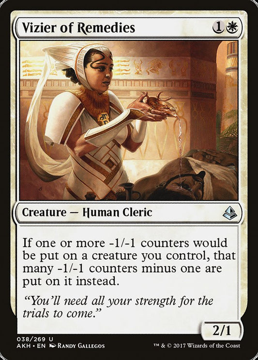 This Is An Image Of The Magic The Gathering Card Vizier of Remedies From The Set Amonkhet - Designed By Artist Randy Gallegos