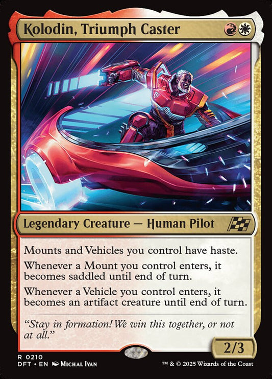 This Is An Image Of The Magic The Gathering Card Kolodin, Triumph Caster From The Set Aetherdrift - Designed By Artist Michal Ivan
