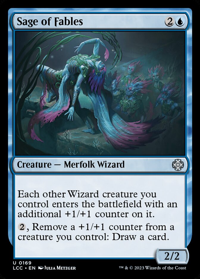 This Is An Image Of The Magic The Gathering Card Sage of Fables From The Set The Lost Caverns of Ixalan Commander - Designed By Artist Julia Metzger