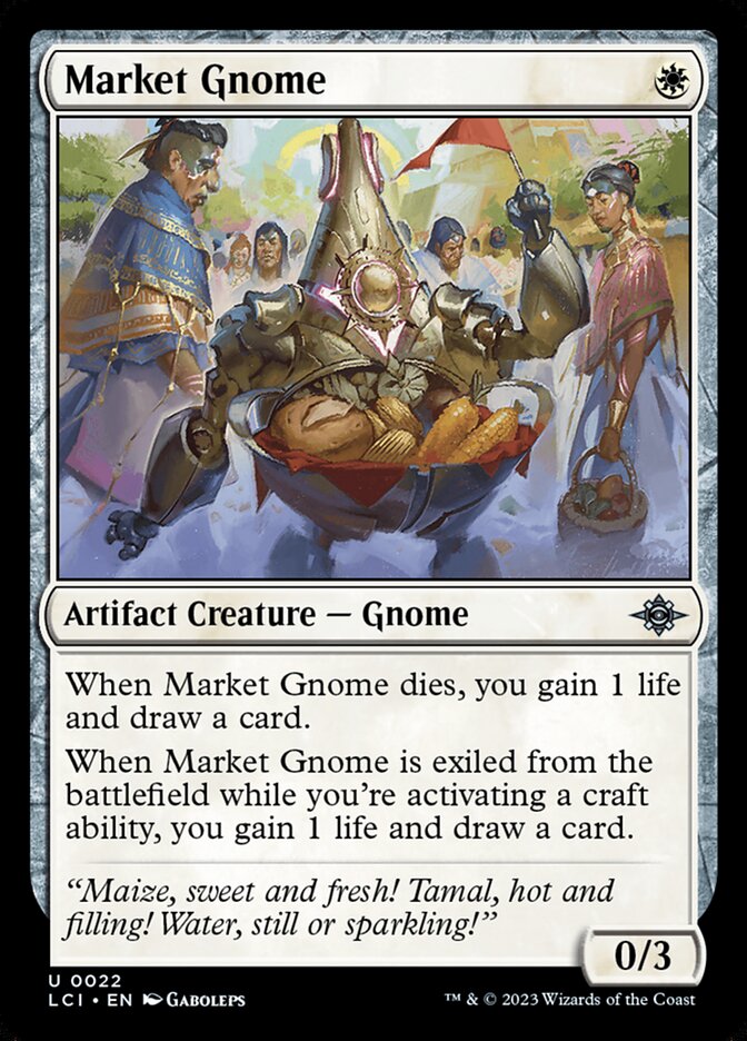 This Is An Image Of The Magic The Gathering Card Market Gnome From The Set The Lost Caverns of Ixalan - Designed By Artist Gaboleps