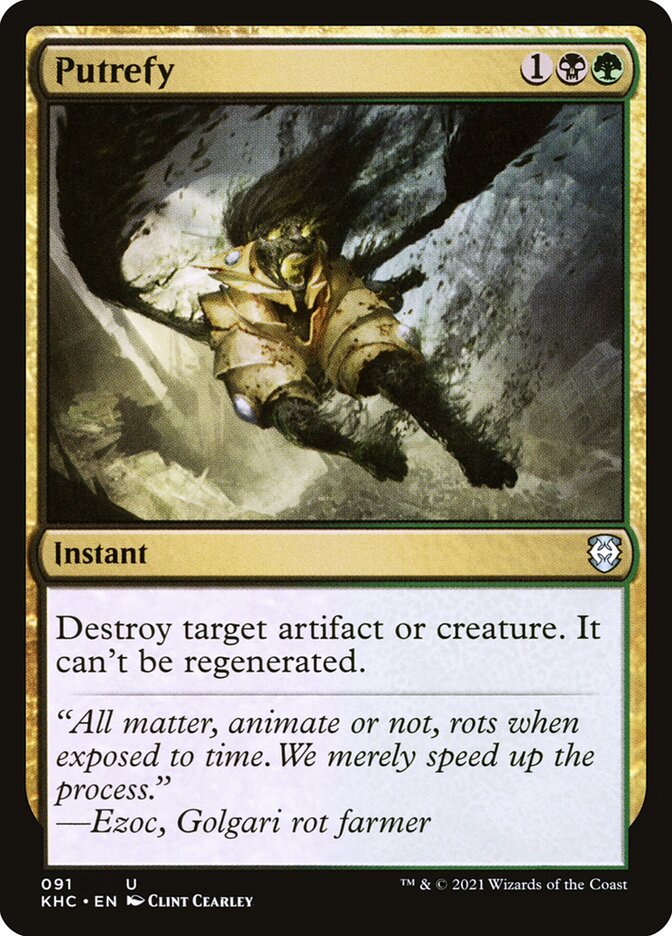 This Is An Image Of The Magic The Gathering Card Putrefy From The Set Tarkir: Dragonstorm Commander - Designed By Artist Clint Cearley
