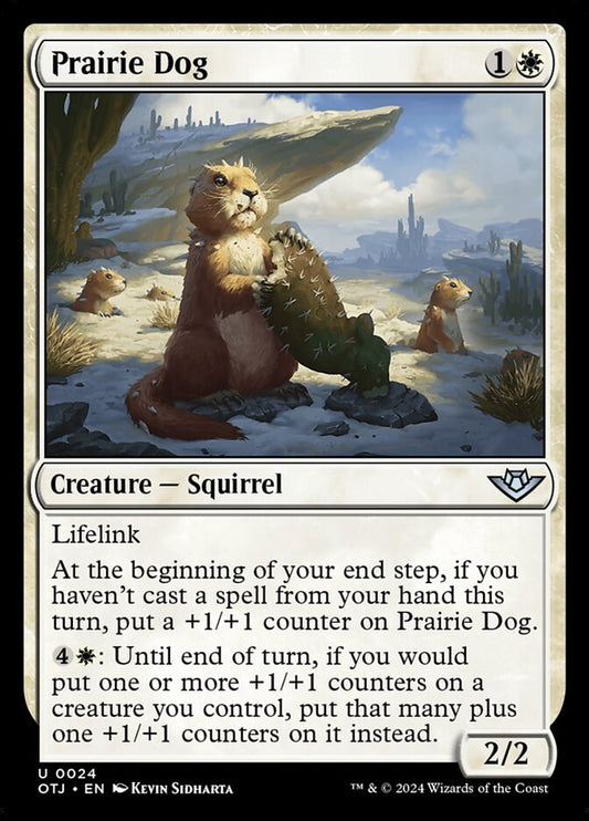 This Is An Image Of The Magic The Gathering Card Prairie Dog From The Set Outlaws of Thunder Junction - Designed By Artist Kevin Sidharta