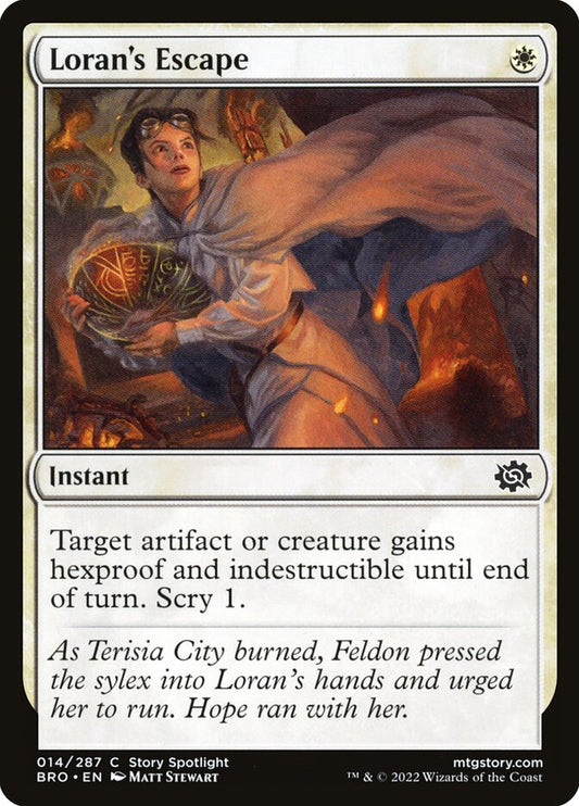 This Is An Image Of The Magic The Gathering Card Loran's Escape From The Set The Brothers' War - Designed By Artist Matt Stewart