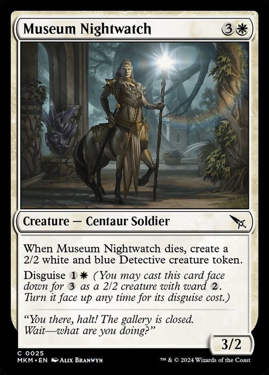 This Is An Image Of The Magic The Gathering Card Museum Nightwatch From The Set Murders at Karlov Manor - Designed By Artist Alix Branwyn