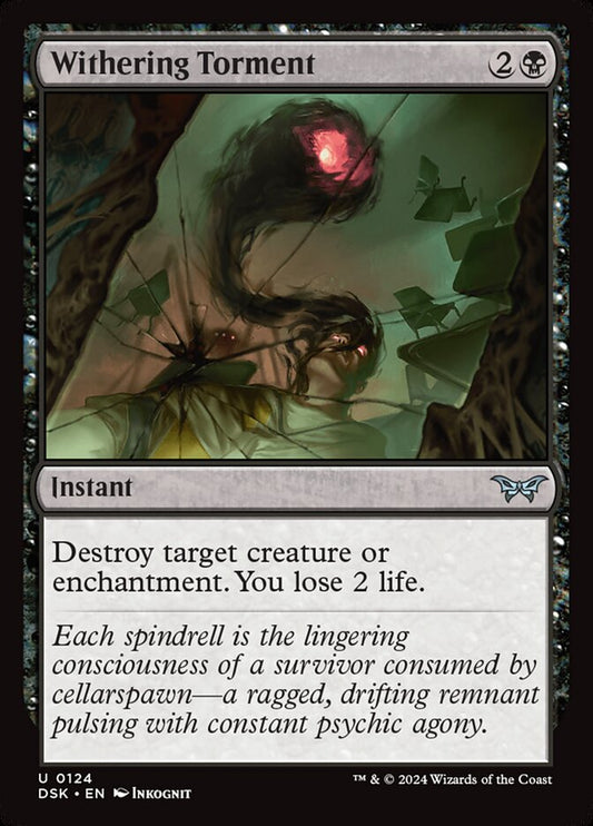 This Is An Image Of The Magic The Gathering Card Withering Torment From The Set Duskmourn: House of Horror - Designed By Artist Inkognit