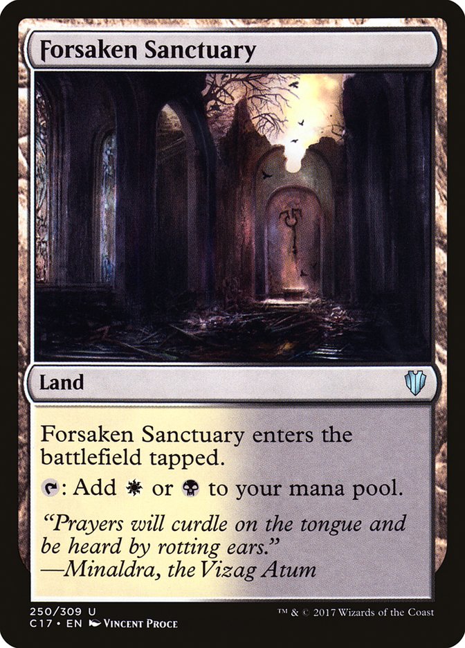 This Is An Image Of The Magic The Gathering Card Forsaken Sanctuary From The Set Commander 2018 - Designed By Artist Vincent Proce