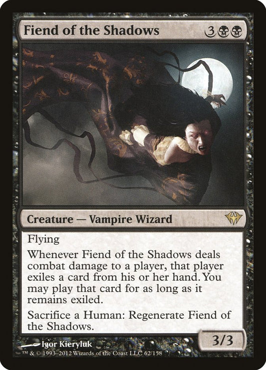 This Is An Image Of The Magic The Gathering Card Fiend of the Shadows From The Set Forgotten Realms Commander - Designed By Artist Igor Kieryluk