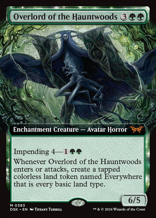 This Is An Image Of The Magic The Gathering Card Overlord of the Hauntwoods From The Set Duskmourn: House of Horror - Designed By Artist Tiffany Turrill