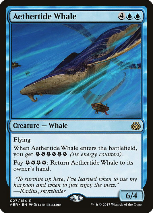 This Is An Image Of The Magic The Gathering Card Aethertide Whale From The Set Aether Revolt - Designed By Artist Steven Belledin