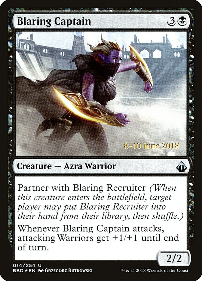 This Is An Image Of The Magic The Gathering Card Blaring Captain From The Set Battlebond - Designed By Artist Grzegorz Rutkowski