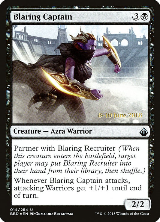 This Is An Image Of The Magic The Gathering Card Blaring Captain From The Set Battlebond - Designed By Artist Grzegorz Rutkowski