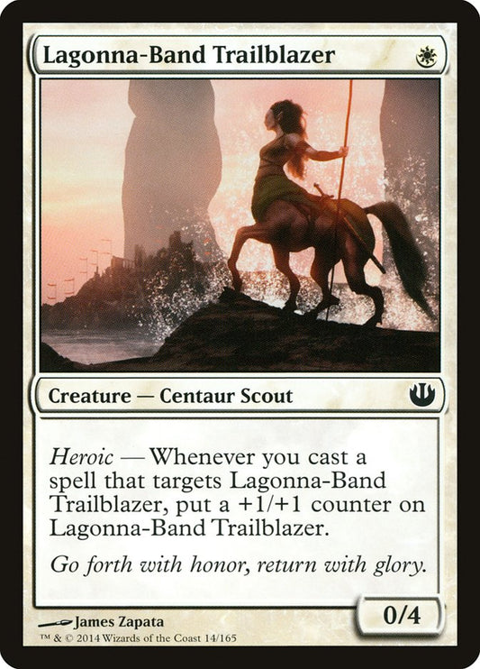 This Is An Image Of The Magic The Gathering Card Lagonna-Band Trailblazer From The Set Journey into Nyx - Designed By Artist James Zapata