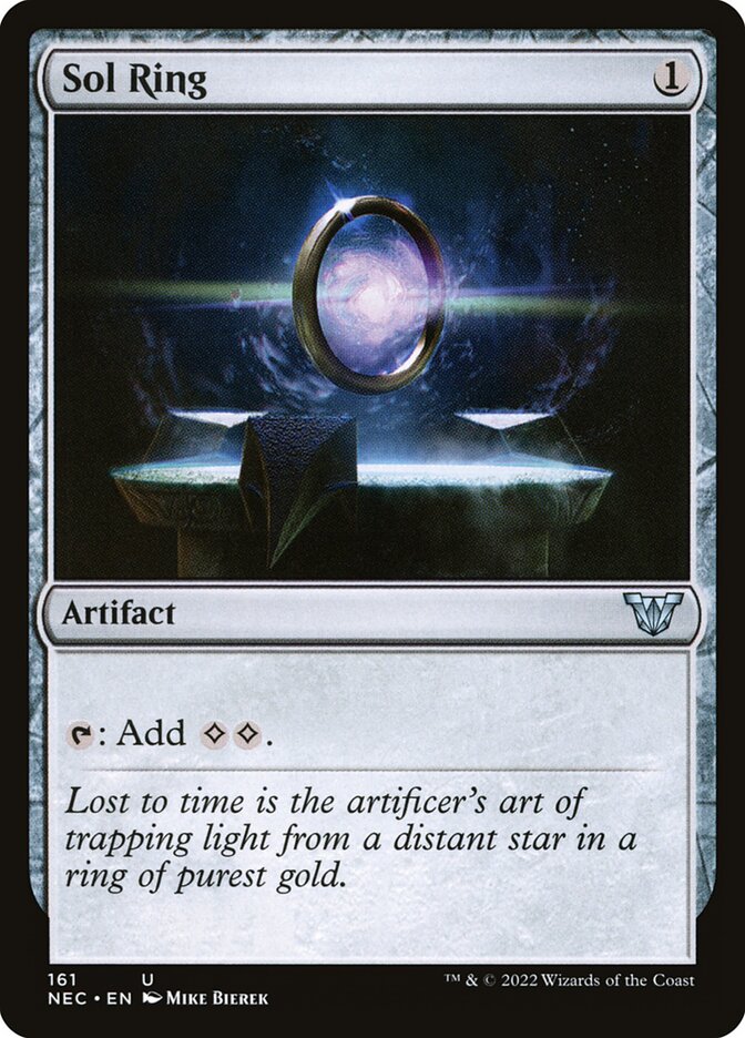 This Is An Image Of The Magic The Gathering Card Sol Ring From The Set Tarkir: Dragonstorm Commander - Designed By Artist Leon Tukker