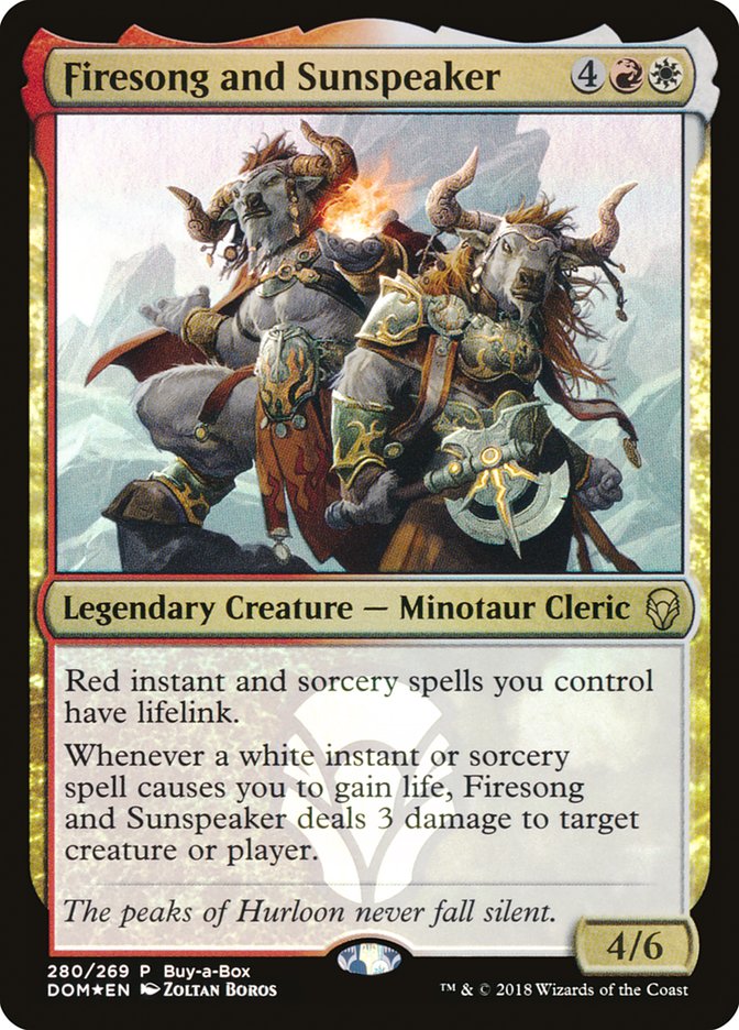 This Is An Image Of The Magic The Gathering Card Firesong and Sunspeaker From The Set Double Masters 2022 - Designed By Artist Zoltan Boros