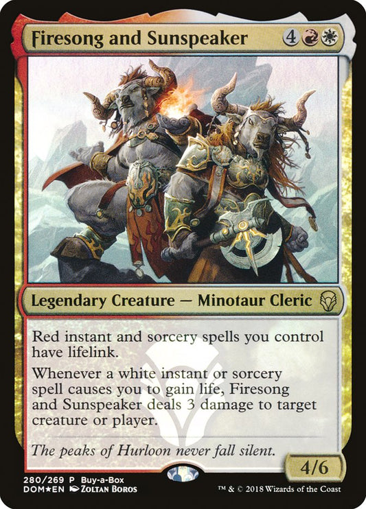 This Is An Image Of The Magic The Gathering Card Firesong and Sunspeaker From The Set Double Masters 2022 - Designed By Artist Zoltan Boros