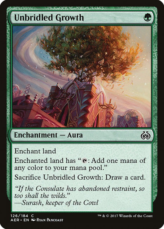 This Is An Image Of The Magic The Gathering Card Unbridled Growth From The Set Aether Revolt - Designed By Artist Ryan Pancoast