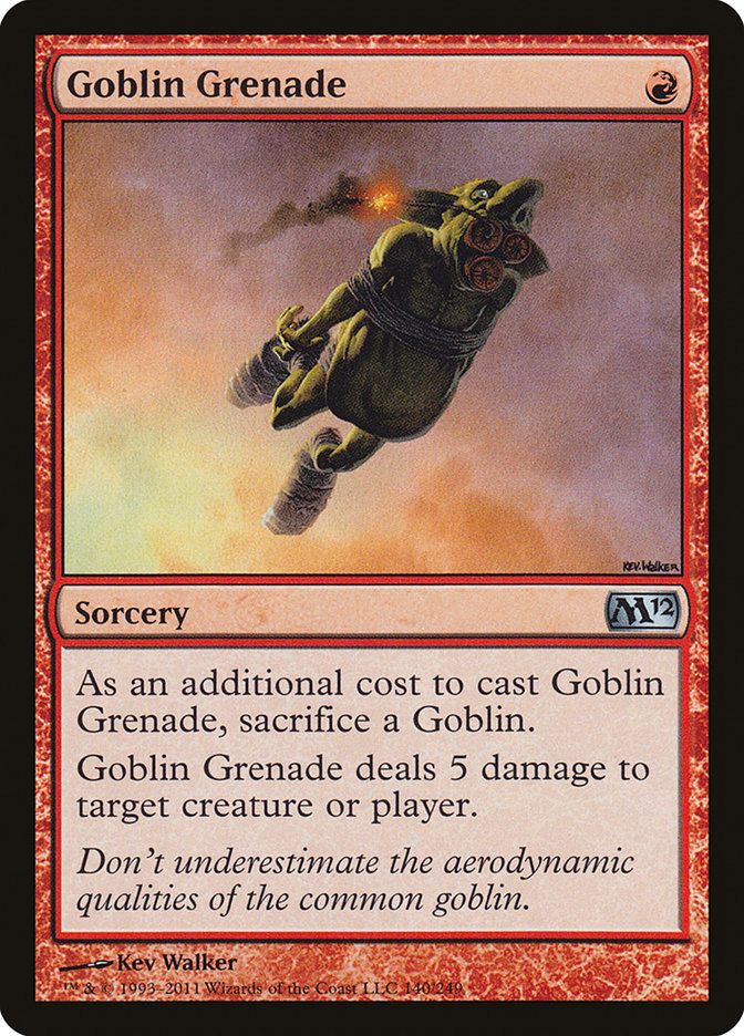 This Is An Image Of The Magic The Gathering Card Goblin Grenade From The Set Duel Decks: Merfolk vs. Goblins - Designed By Artist Kev Walker