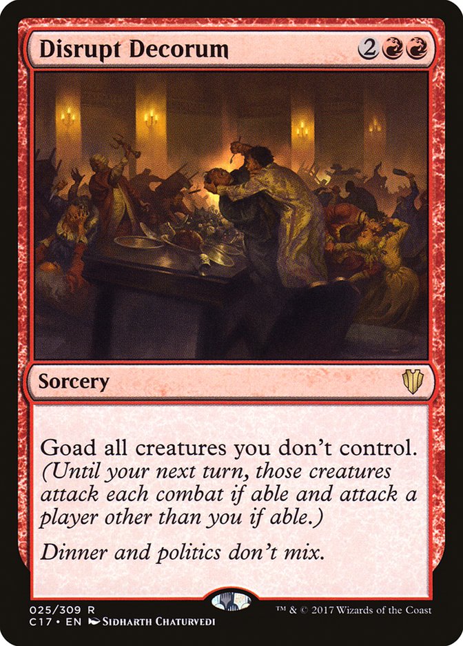This Is An Image Of The Magic The Gathering Card Disrupt Decorum From The Set Murders at Karlov Manor Commander - Designed By Artist Sidharth Chaturvedi