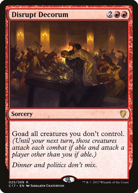 This Is An Image Of The Magic The Gathering Card Disrupt Decorum From The Set Murders at Karlov Manor Commander - Designed By Artist Sidharth Chaturvedi