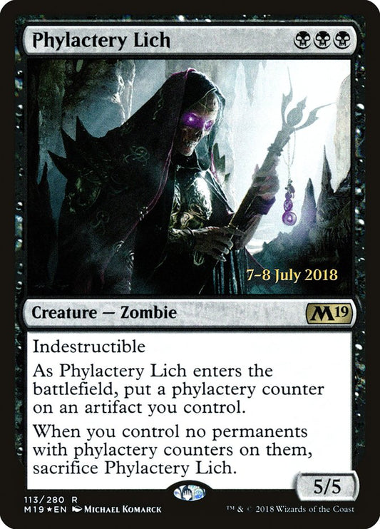 This Is An Image Of The Magic The Gathering Card Phylactery Lich From The Set Core Set 2019 - Designed By Artist Michael Komarck