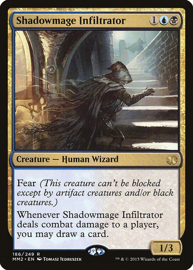 This Is An Image Of The Magic The Gathering Card Shadowmage Infiltrator From The Set Outlaws of Thunder Junction Commander - Designed By Artist Rick Farrell