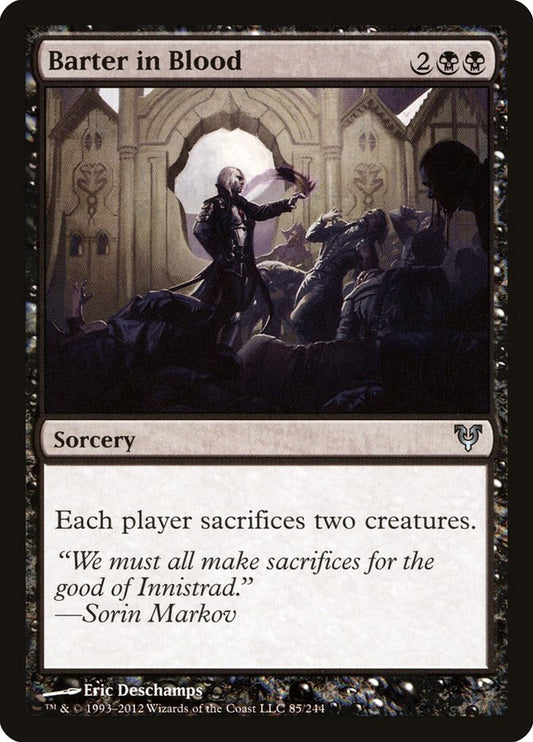 This Is An Image Of The Magic The Gathering Card Barter in Blood From The Set Jumpstart - Designed By Artist Eric Deschamps