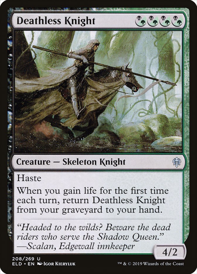 This Is An Image Of The Magic The Gathering Card Deathless Knight From The Set Throne of Eldraine - Designed By Artist Igor Kieryluk