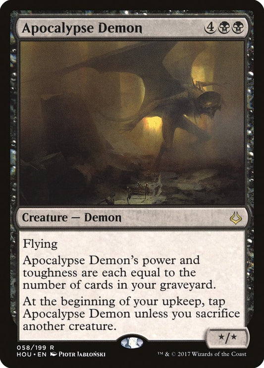 This Is An Image Of The Magic The Gathering Card Apocalypse Demon From The Set Hour of Devastation - Designed By Artist Piotr Jabłoński